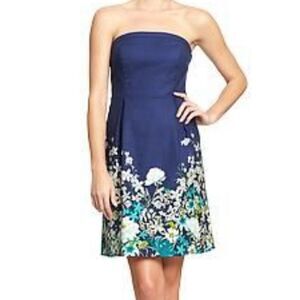 NEW Old Navy Blue Floral A Line Strapless Mini Dress size 4